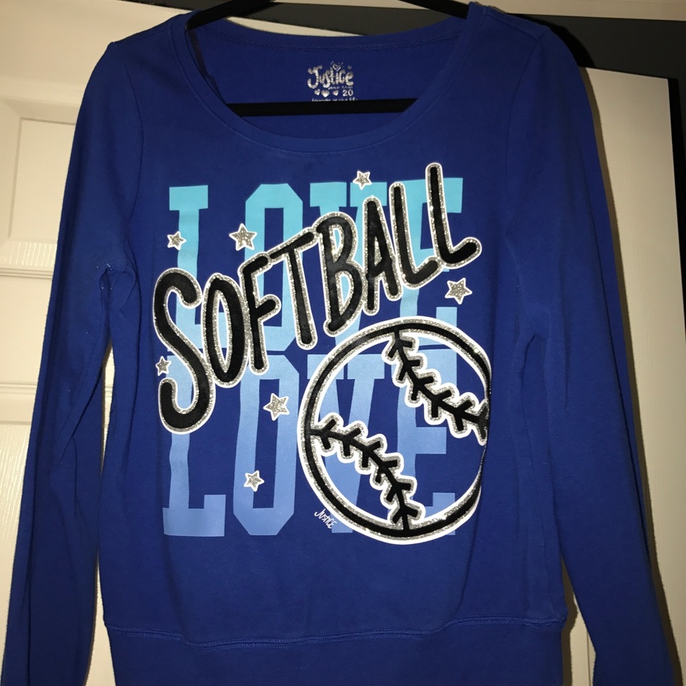 Justice softball sweatshirt. Size 20.  Gently used