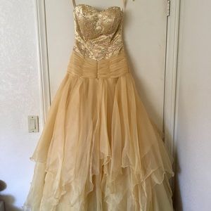 Gold, Embellished Prom Dress