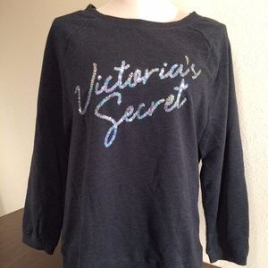 Victoria's Secret Black Logo Bling Sweatshirt NWT