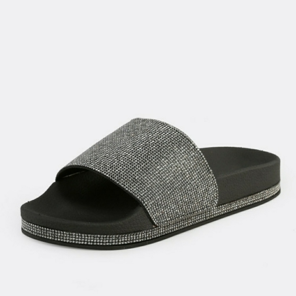 Black Diamond Accent Slides with Rhinestones