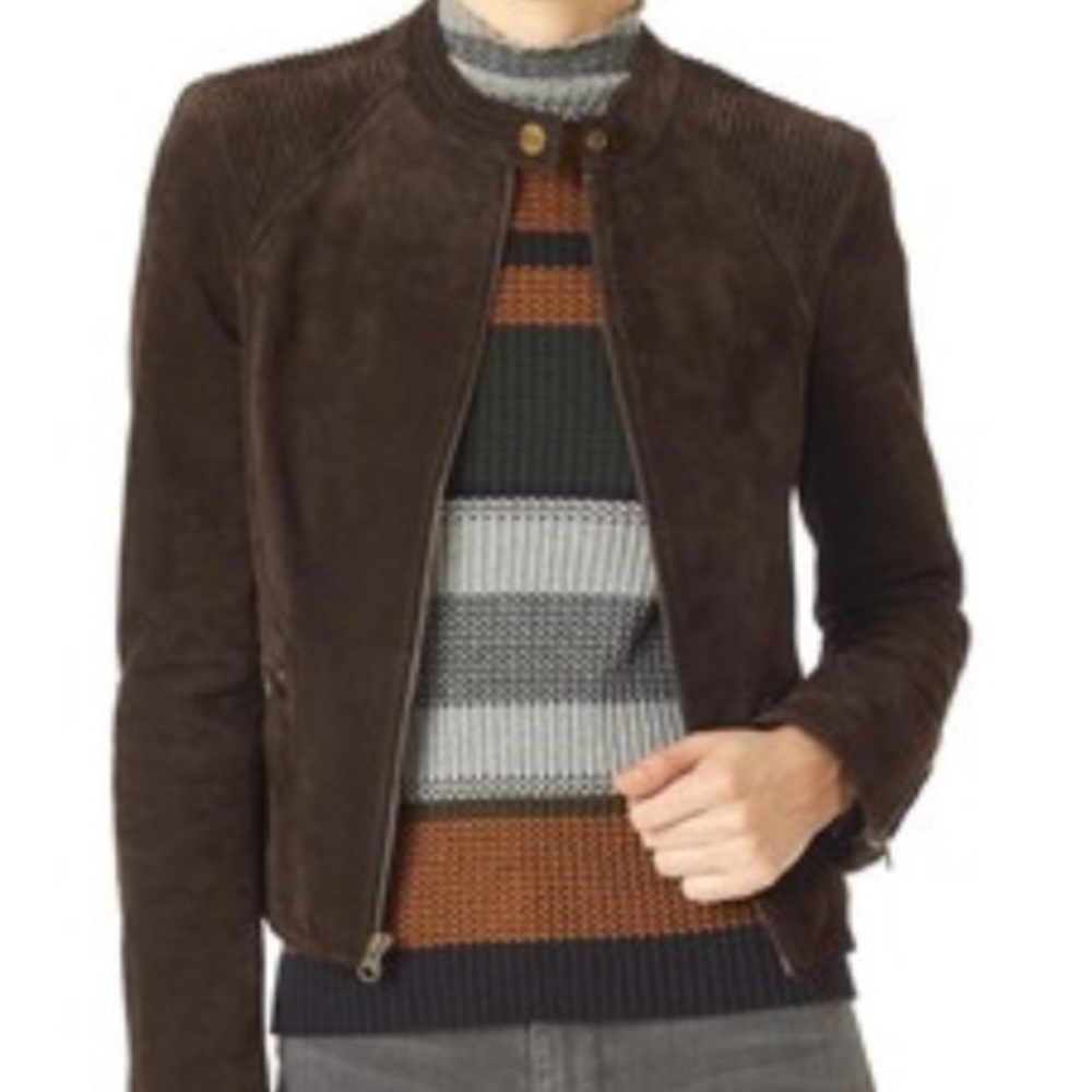 Dark brown genuine leather suede jacket size M