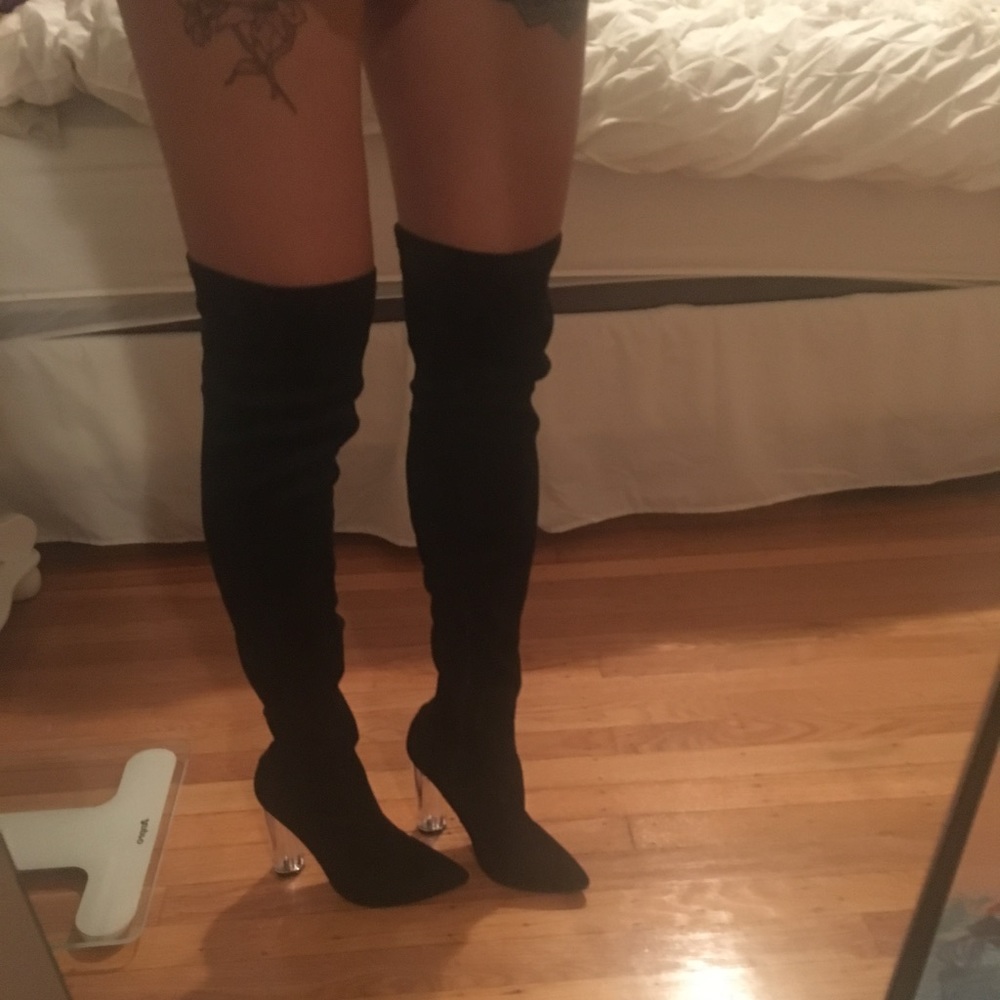 Public Desire Over Knee Heeled Boots (New)