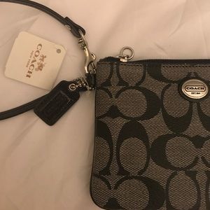 Silver & Gray Coach Wristlet