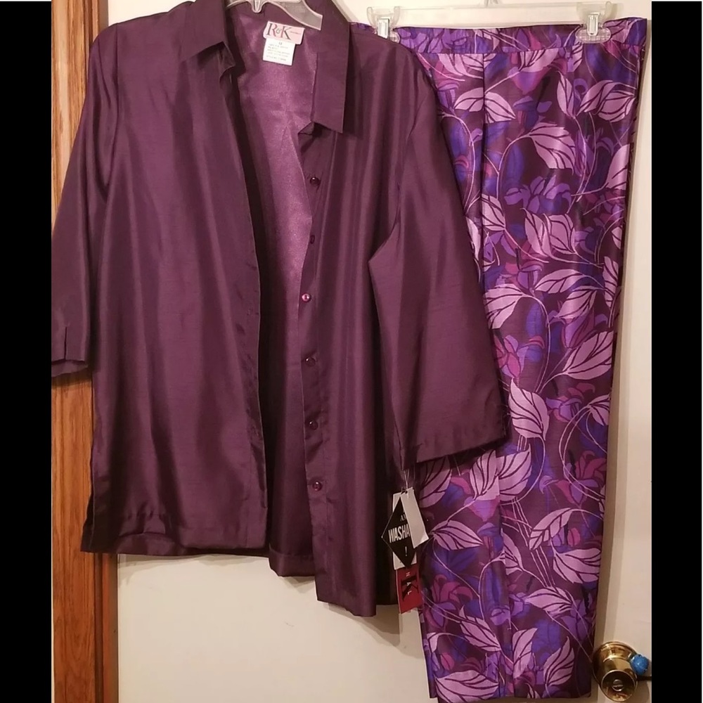 R&K ORIGINALS PANT SUIT PLUM PURPLE SIZE 12