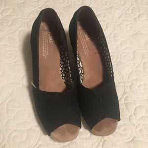 Sz 9 TOMS Black Wedges