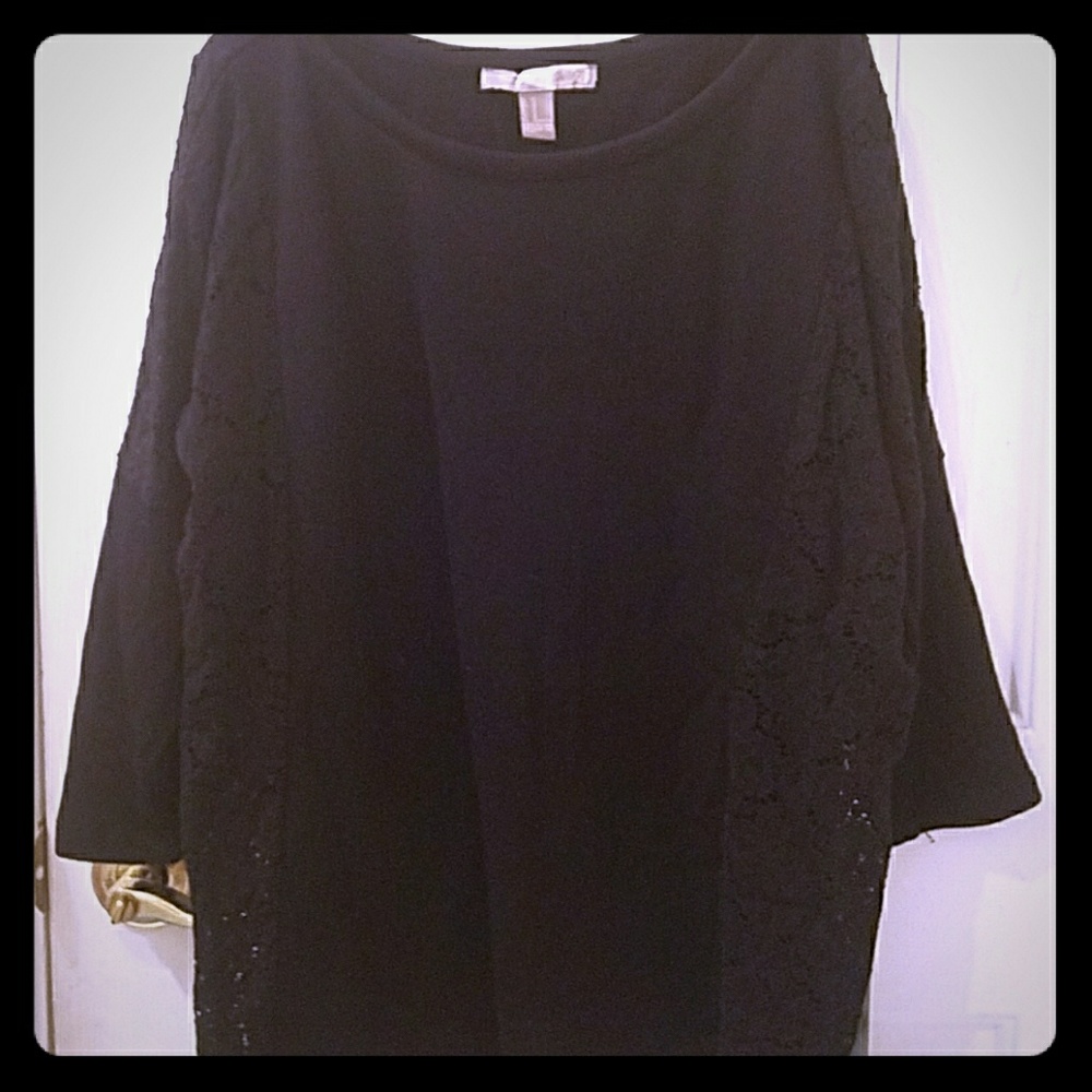 Black sweatshirt with lace inserts