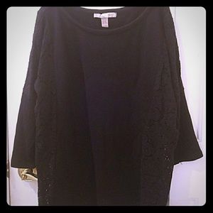 Black sweatshirt with lace inserts