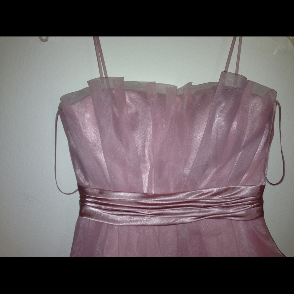 LM COLLECTION PINK RUFFLE-TIERED EVENING