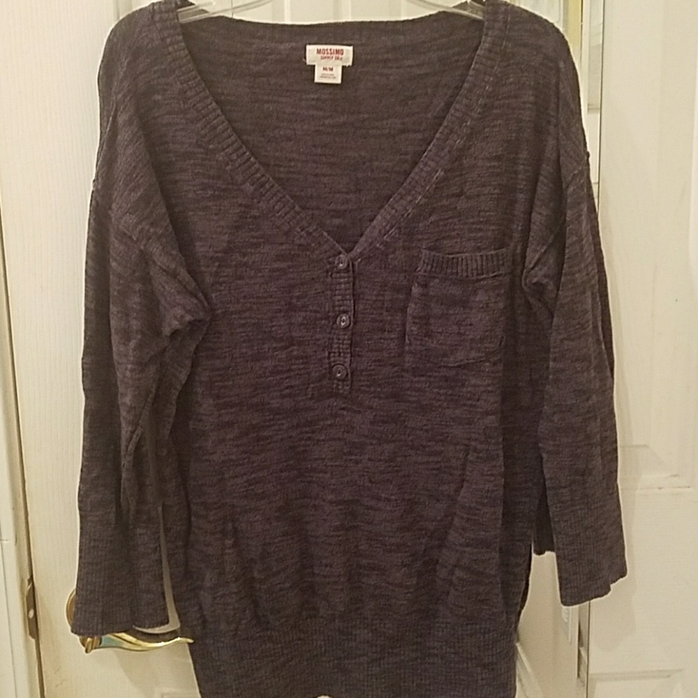 Grey 100% Cotton 3/4 sleeve light weight sweater