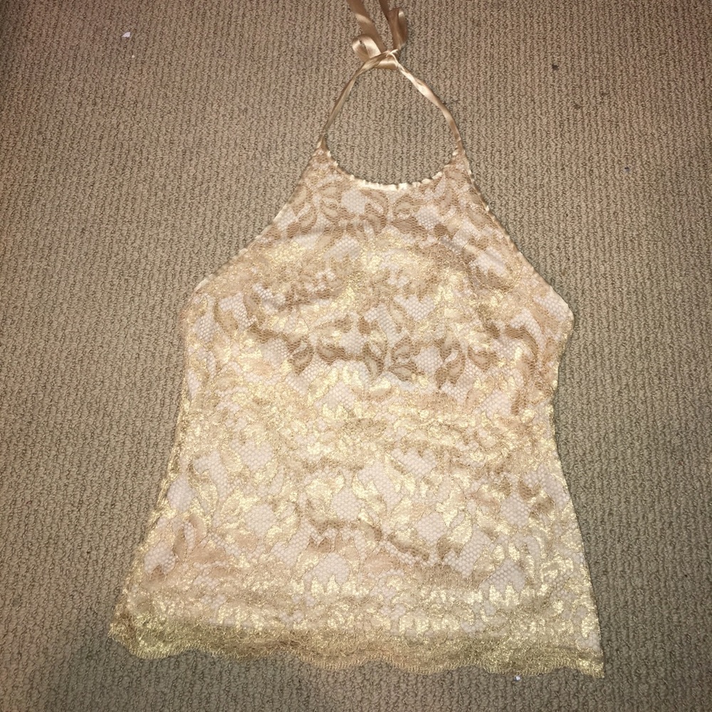 Gold embroidered lace  top