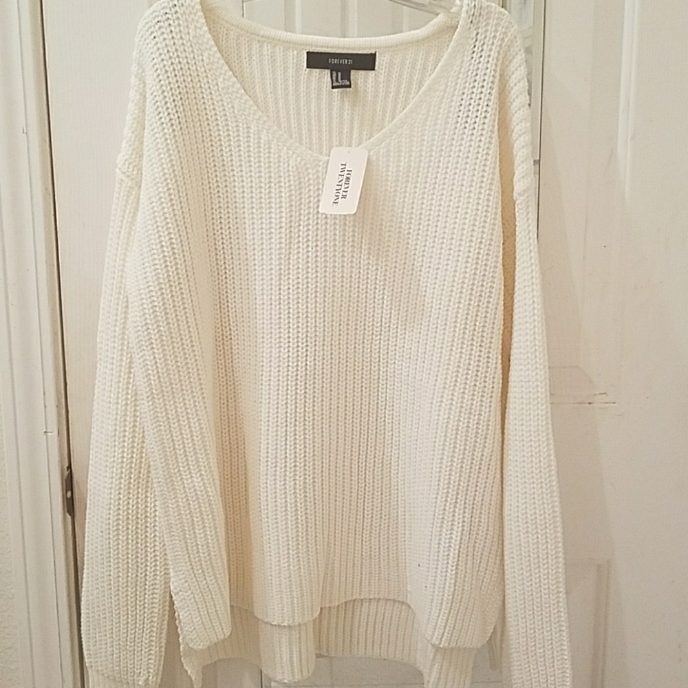 Never Worn Crochet Pattern Sweater in White/Cream