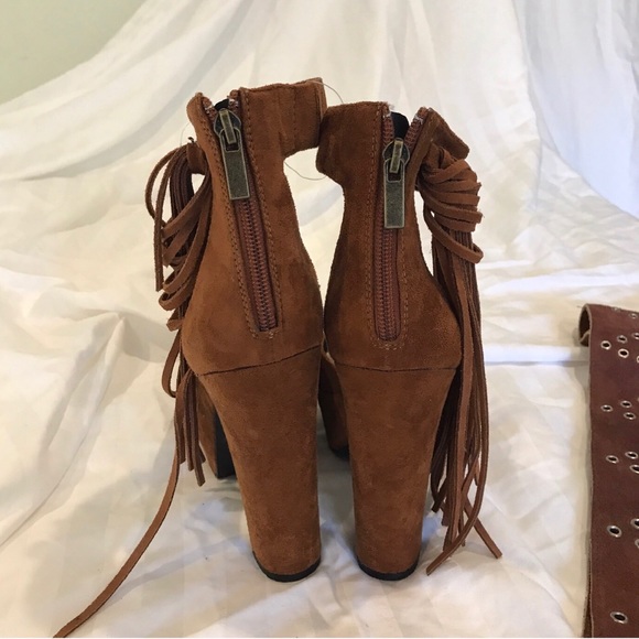 • Sold in a Bundle • Suede Fringe Heel Platforms - Picture 3 of 6