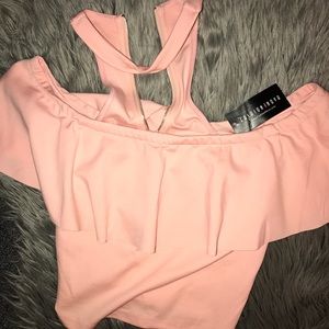 Off the shoulder pink crop top