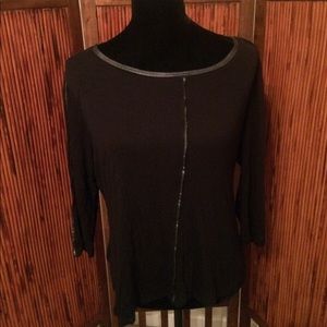 Calvin Klein Sheer Black Metallic Trim Top XL