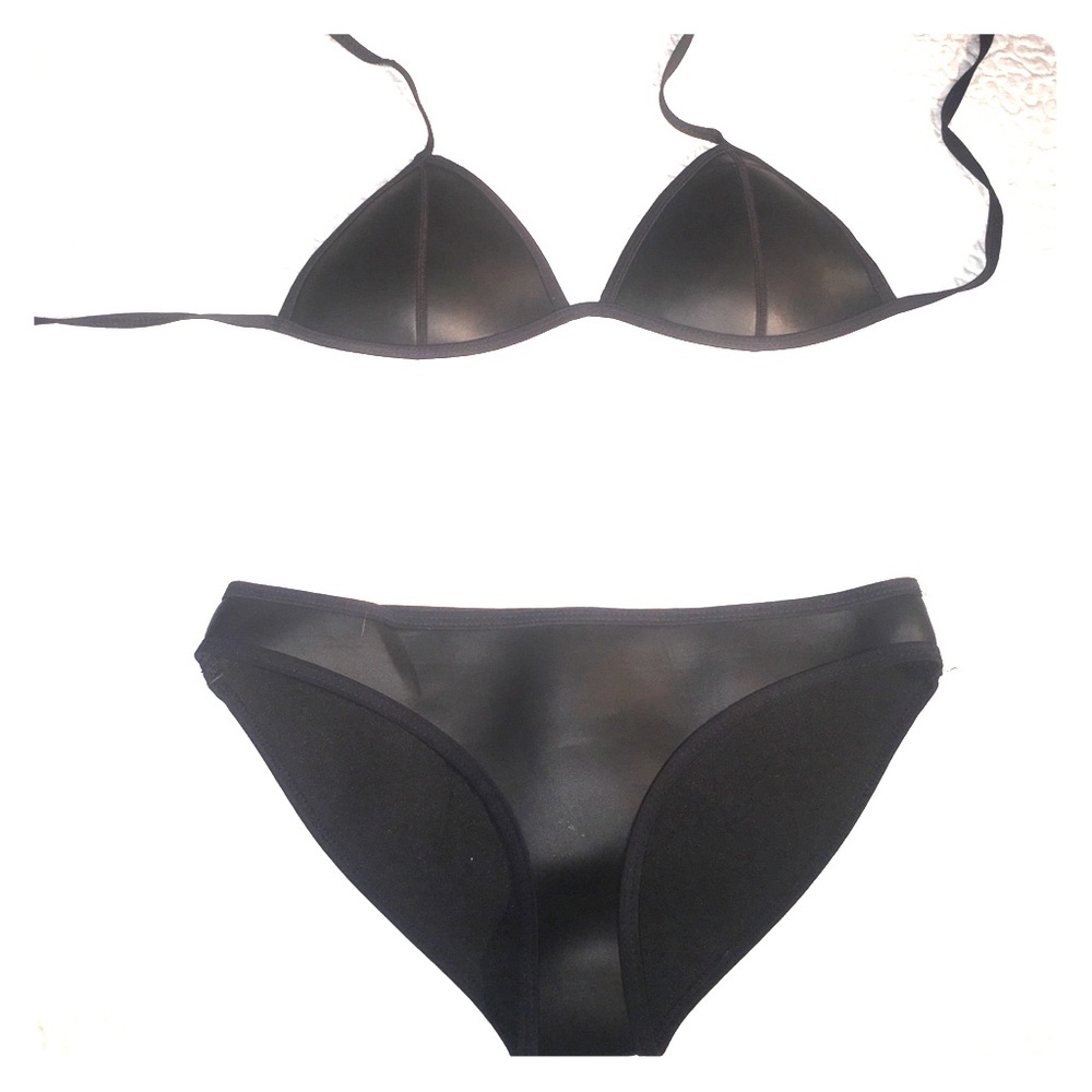 Muxilove black pleather bathing suit