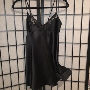 VICTORIA'S SECRET Black Satin Slip On Dress