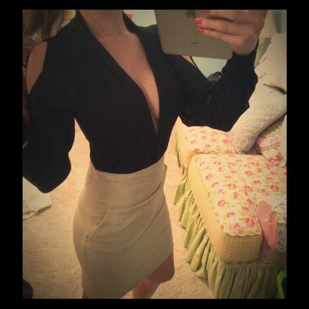 Silk LS wrap bodysuit BEBE new with tags