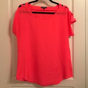 Express small bright coral/pink Top