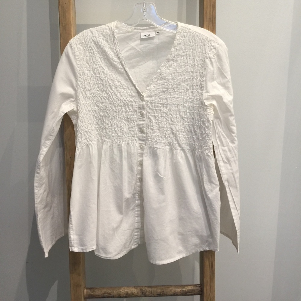 Mama White cotton maternity blouse