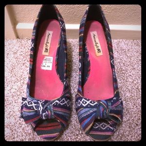 Multicolored wedge heels size 6