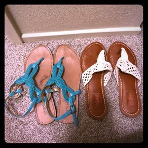 SANDAL BUNDLE. Teal and cream size 6