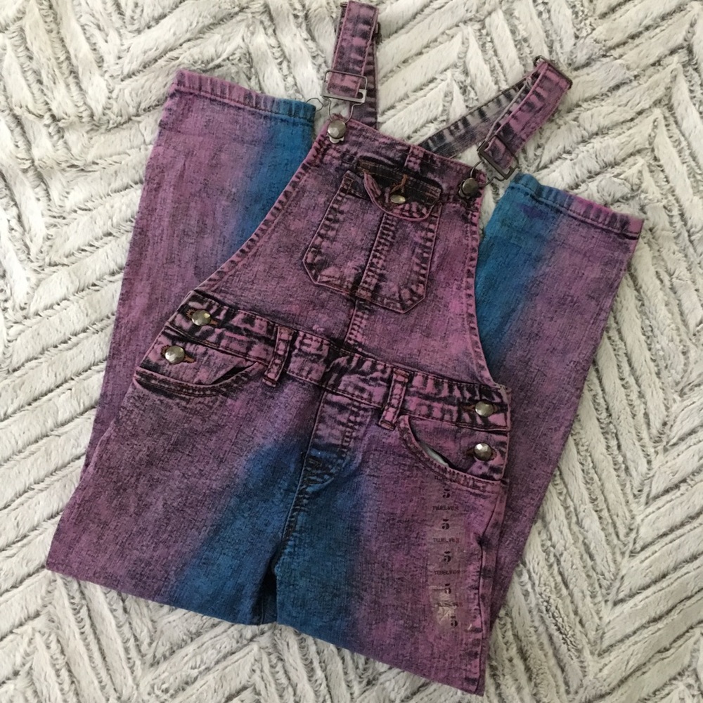 3 for $15 NWT Girls's Dip-Dyed Purple Overalls 5