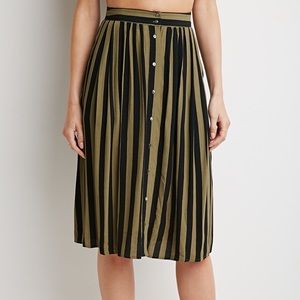 Forever 21 olive green and black striped skirt