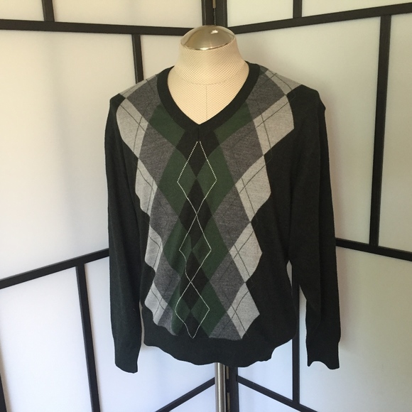 MORNINGSTAR Other - Men V-Neck Gray Green Argyle Sweater Size Large L