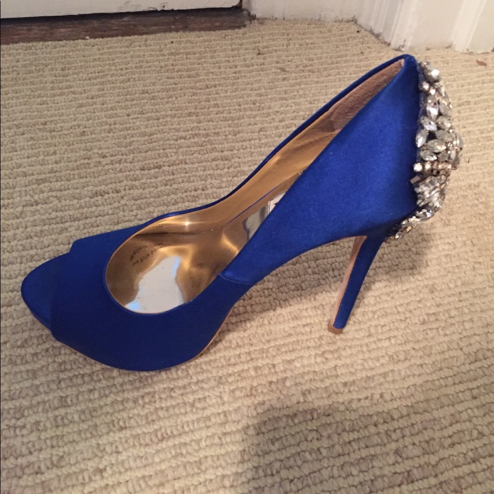 Blue Badgley Mischka stilettos.