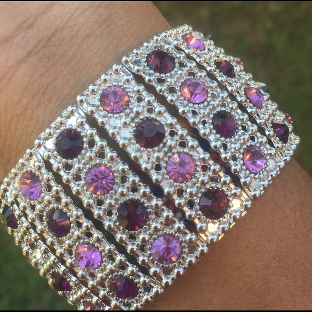 Silver and Amethyst adjustable bracelet.