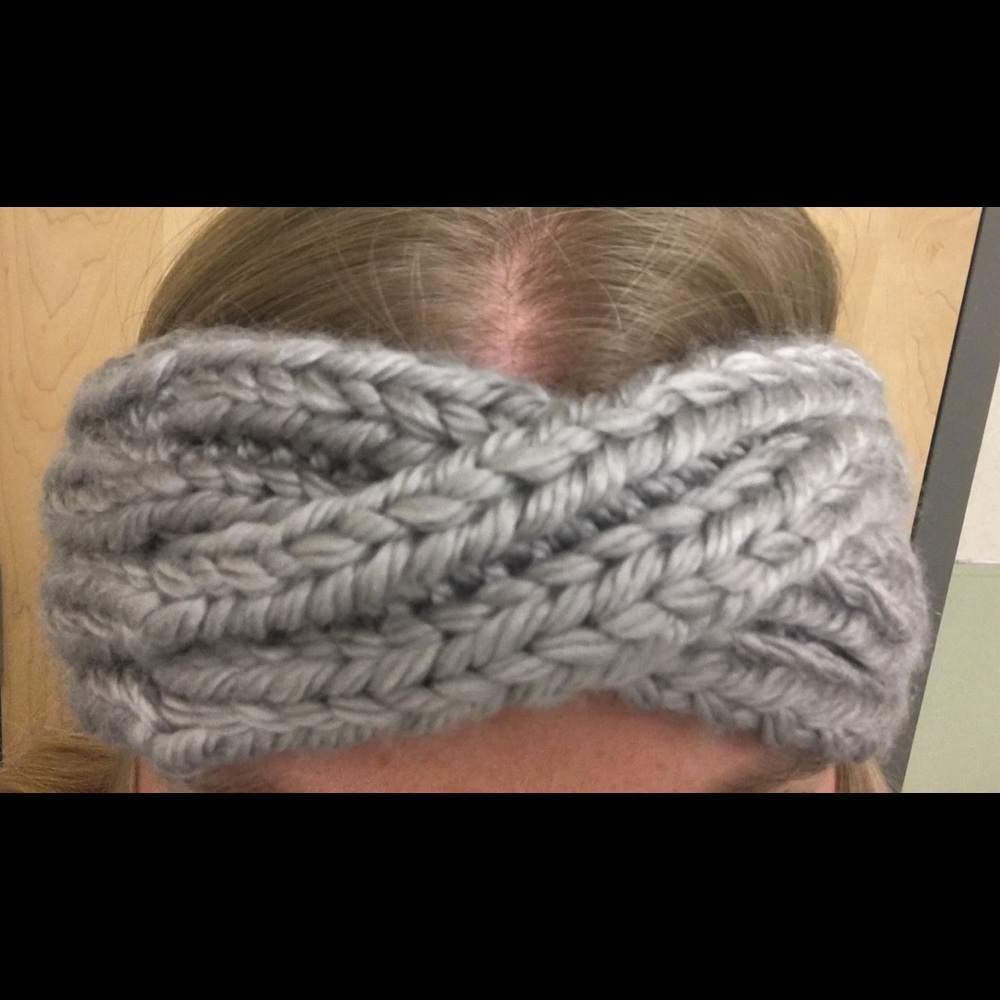 Knitted home made silver/grey turban headband