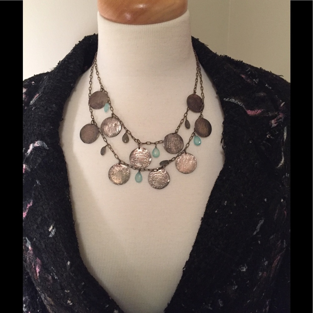 Metal Disc & Bead Necklace
