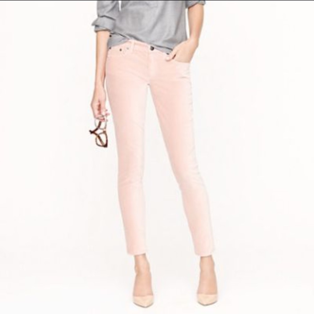 J.CREW Pink Velvet Toothpick Pants