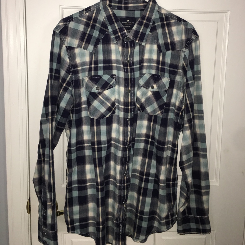 Blue Plaid Shirt American Eagle Outfitters