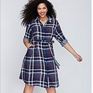 Plaid Belted Shirtdress