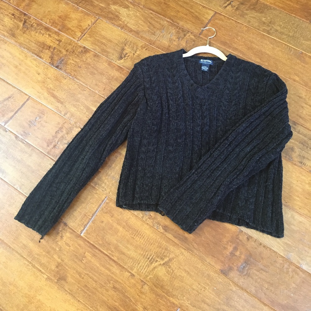Super Soft cozy Boxy cable sweater black Medium