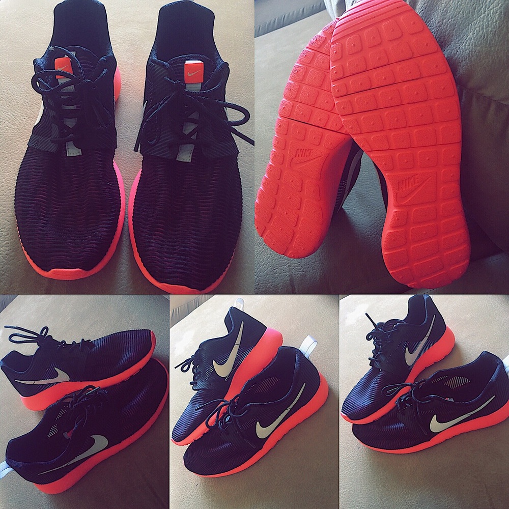 Pink and black Nike Roshe One Flight Weight
