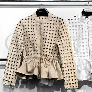 Gracia Eyelet Peplum Blouse
