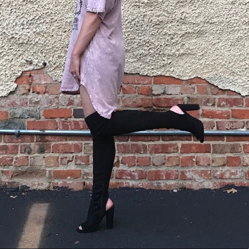Faux Suede Thigh-High Boots