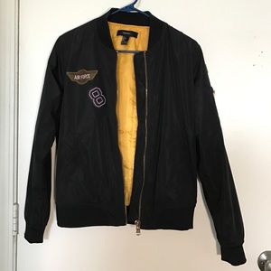 Black/ Yellow Airforce Patch Bomber Jacket