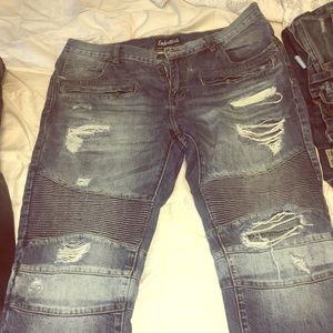 Embellish biker jeans