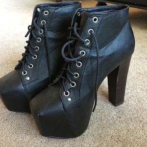 Black platform booties size 8