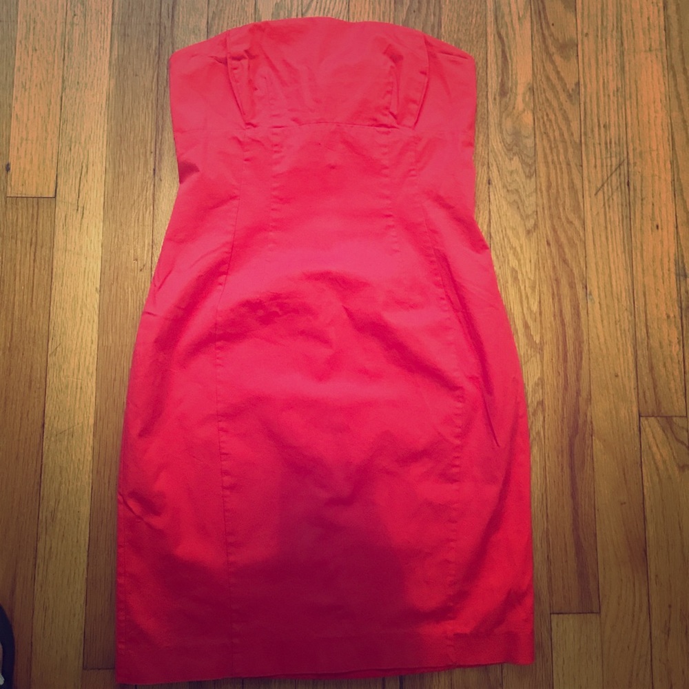 Express *blood orange strapless dress* slim fit