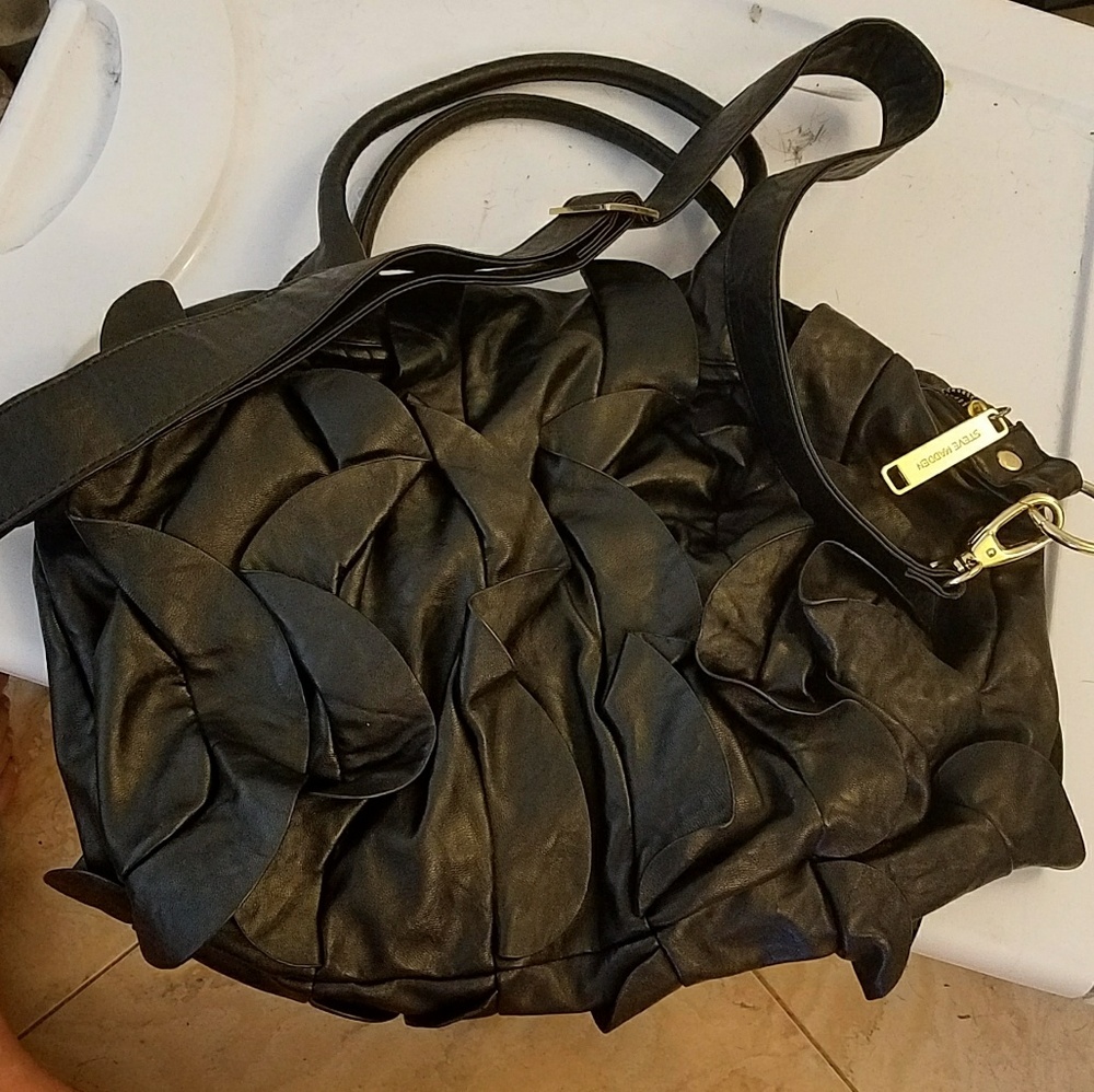 Black ruffle Steve Madden purse
