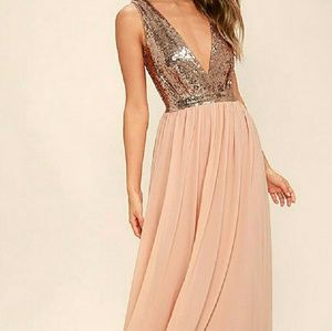 Rose Gold Sequins Maxi Dress