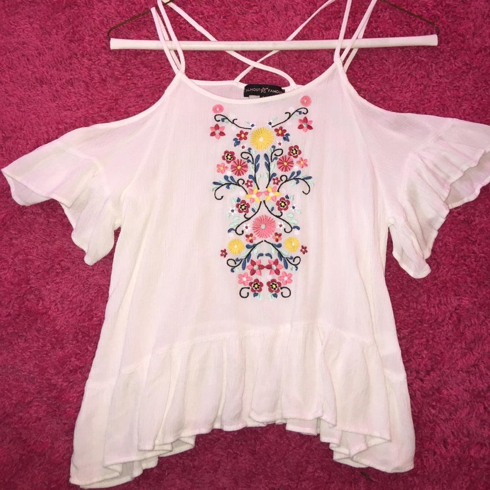 Strappy off the shoulder Tee shirt
