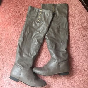 Gray Knee High Boots
