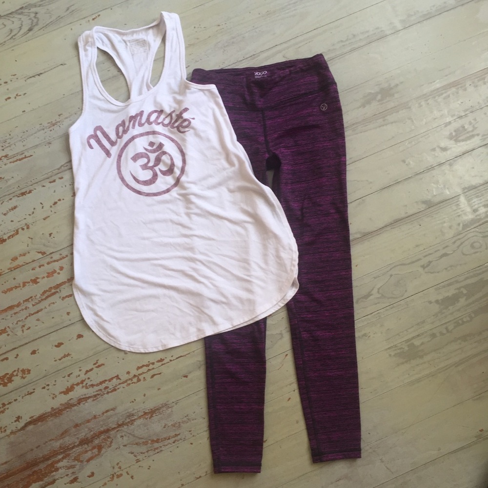 Yoga T back shirt Namaste size Small