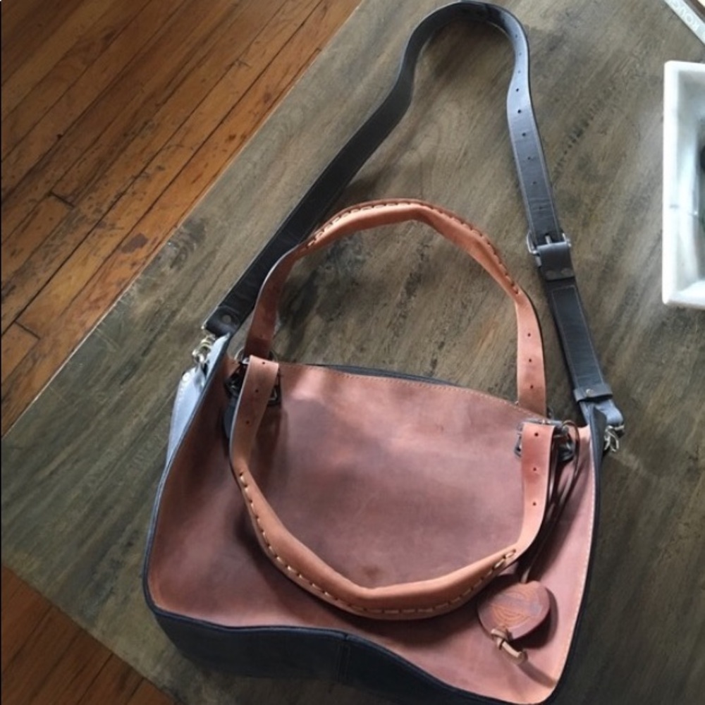 Handmade two-tone leather bag