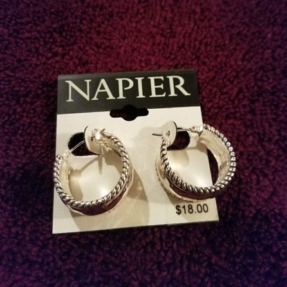 NWT. Napier silver pierced earrings.